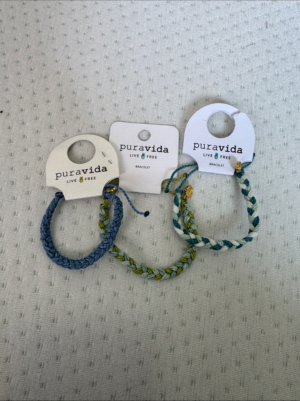 Pura Vida Braided Bracelet Set - Blue, Green, Teal